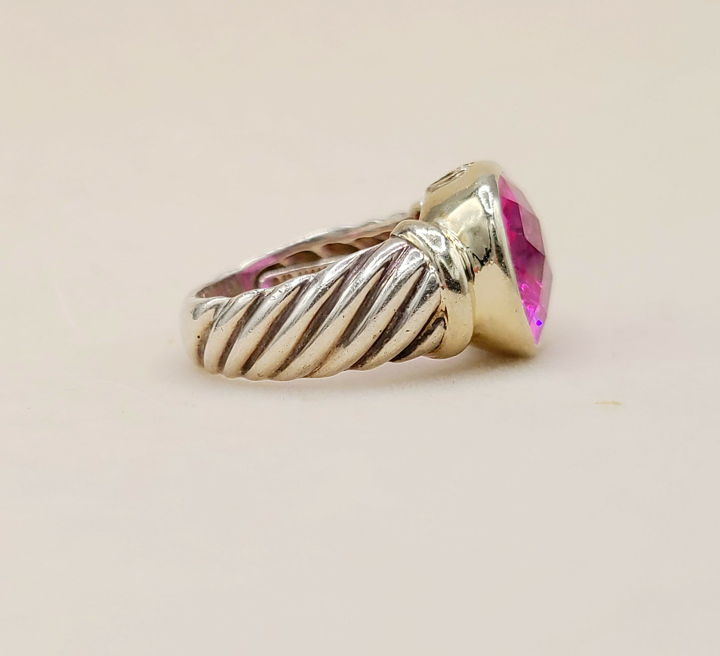    David Yurman Noblesse Ring Pink Tourmaline Silver & 14K Gold