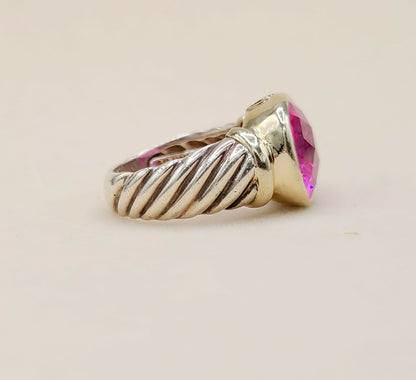    David Yurman Noblesse Ring Pink Tourmaline Silver & 14K Gold