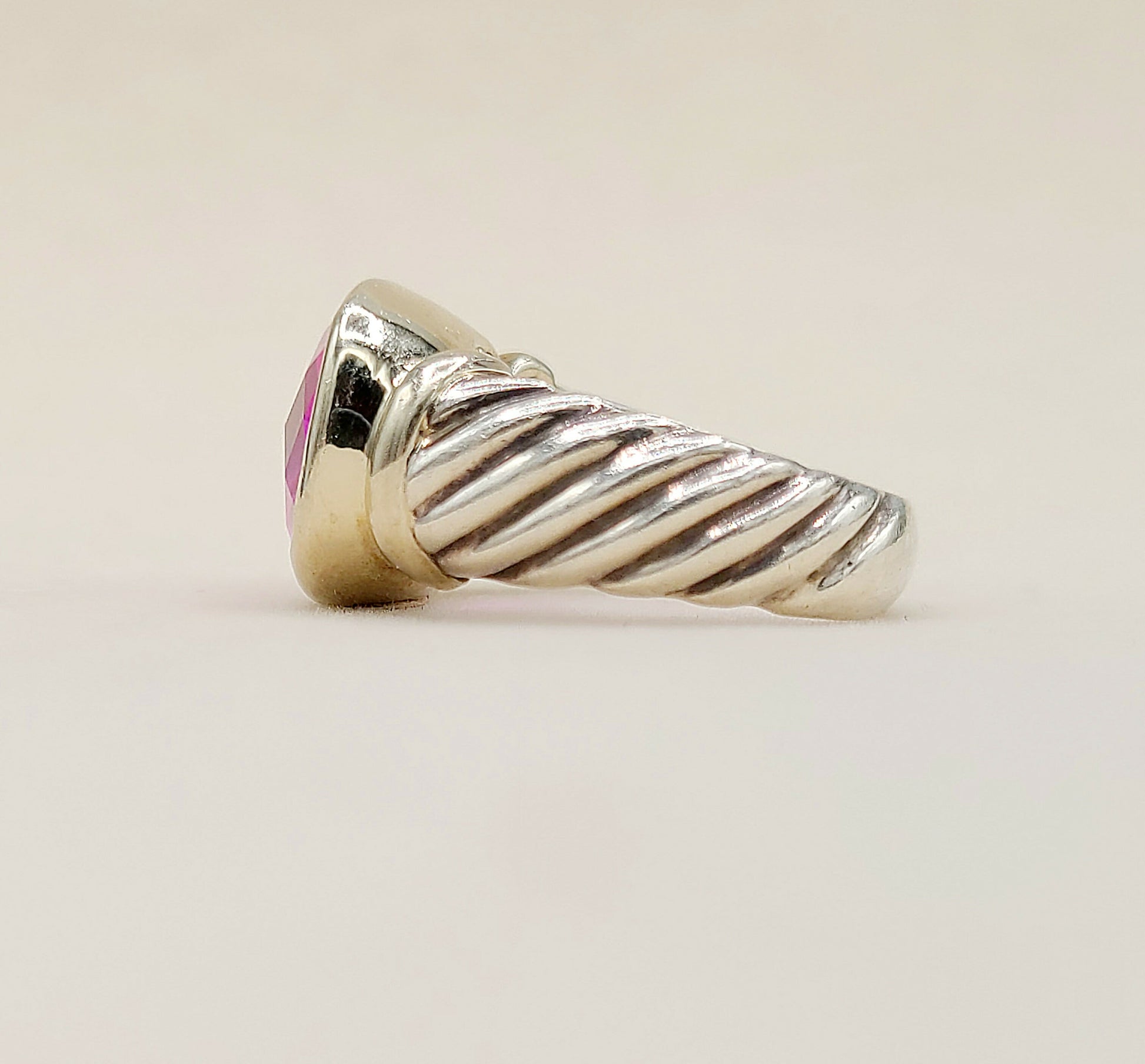    David Yurman Noblesse Ring Pink Tourmaline Silver & 14K Gold