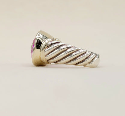    David Yurman Noblesse Ring Pink Tourmaline Silver & 14K Gold