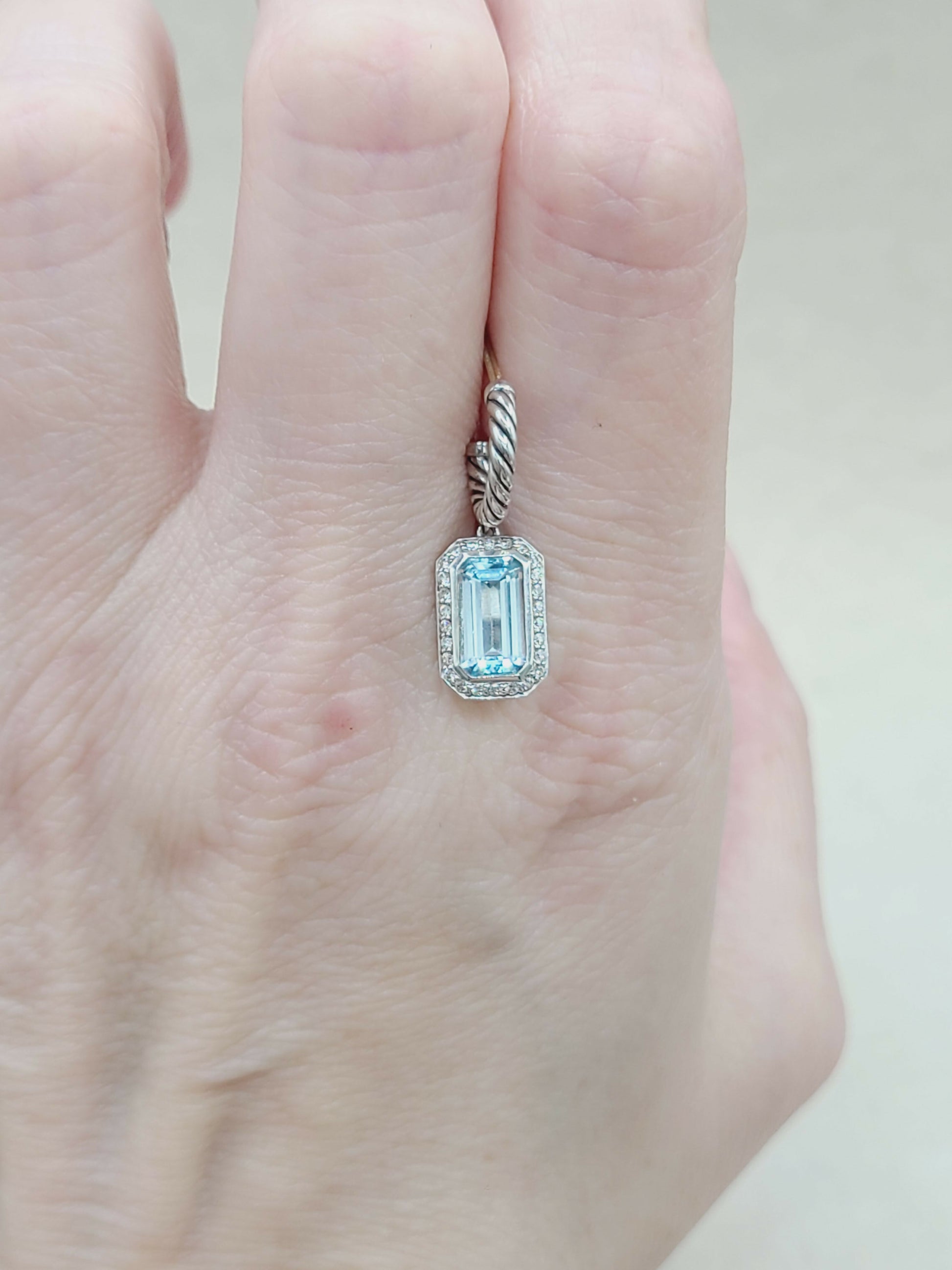    David Yurman Novella Drop Earrings Blue Topaz & Diamonds