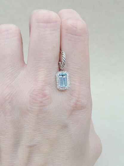    David Yurman Novella Drop Earrings Blue Topaz & Diamonds