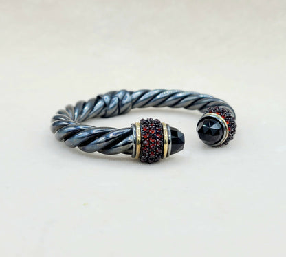    David Yurman Osetra Berries Bracelet  Black Onyx & Garnet