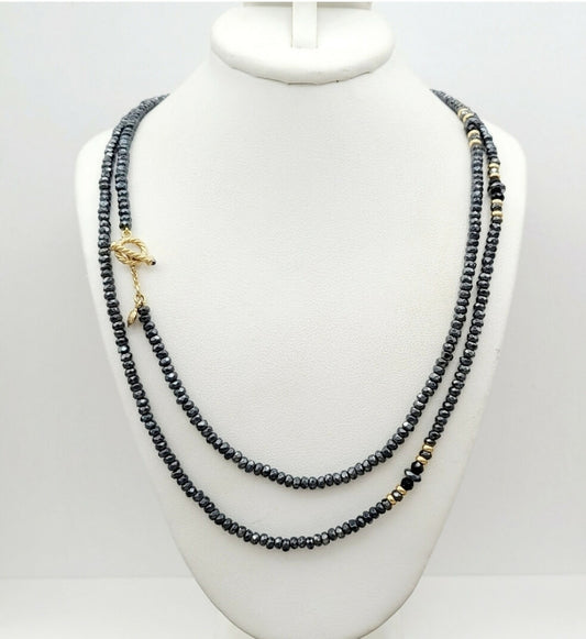    David Yurman Osetra Tweejoux Necklace–Hematine Onyx & Gold