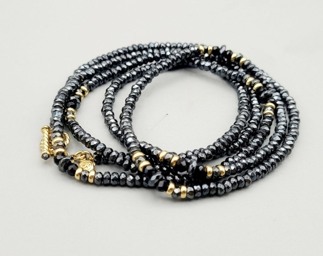    David Yurman Osetra Tweejoux Necklace–Hematine Onyx & Gold