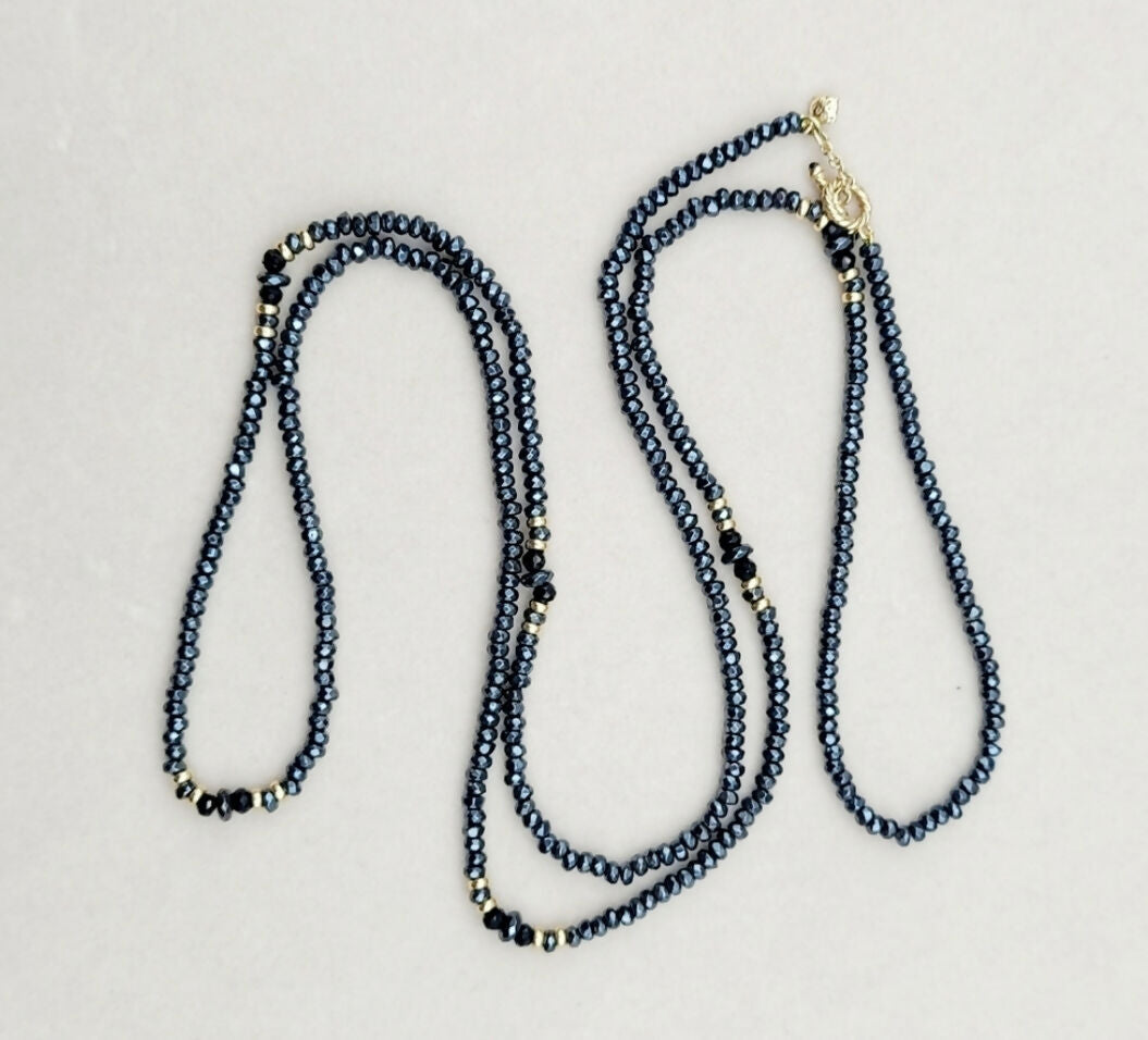    David Yurman Osetra Tweejoux Necklace–Hematine Onyx & Gold