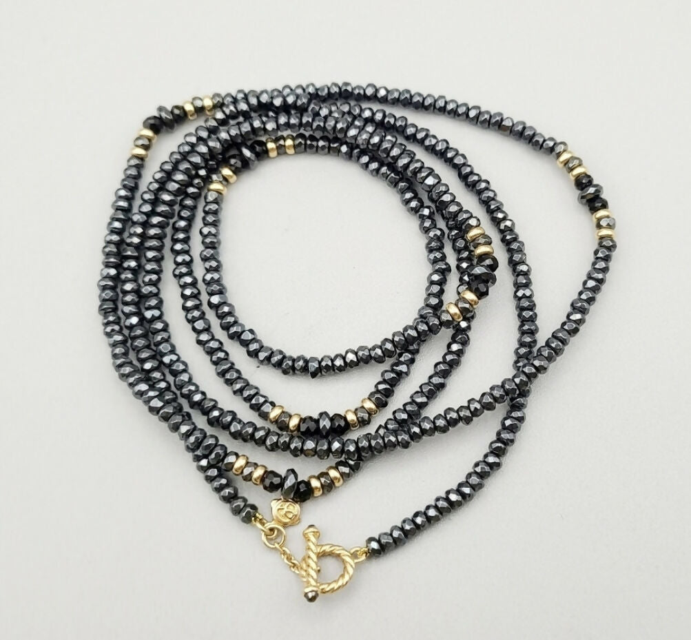    David Yurman Osetra Tweejoux Necklace–Hematine Onyx & Gold