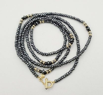    David Yurman Osetra Tweejoux Necklace–Hematine Onyx & Gold