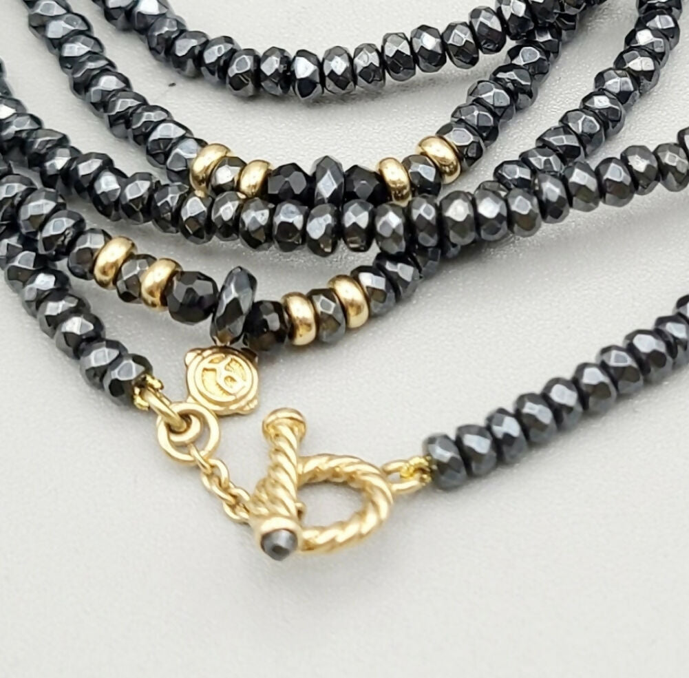    David Yurman Osetra Tweejoux Necklace–Hematine Onyx & Gold