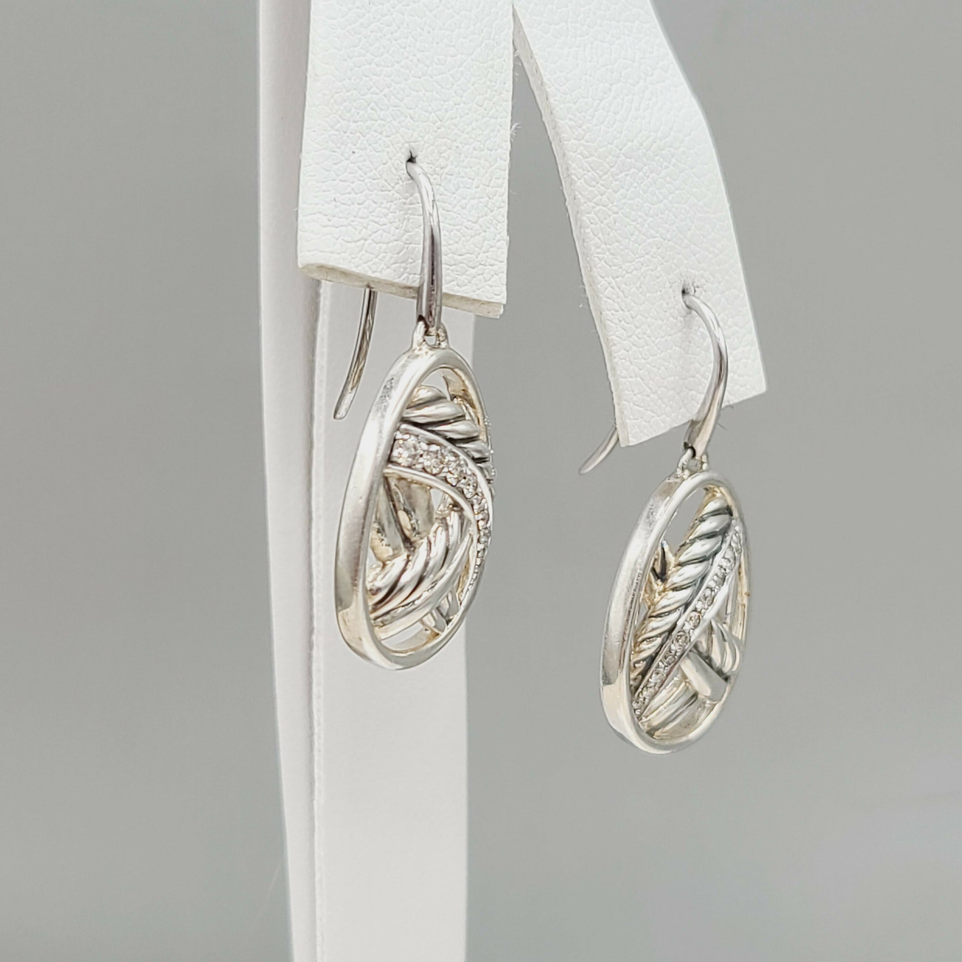    David Yurman Papyrus Crossover Drop Earrings Diamonds