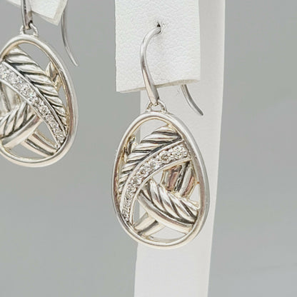    David Yurman Papyrus Crossover Drop Earrings Diamonds