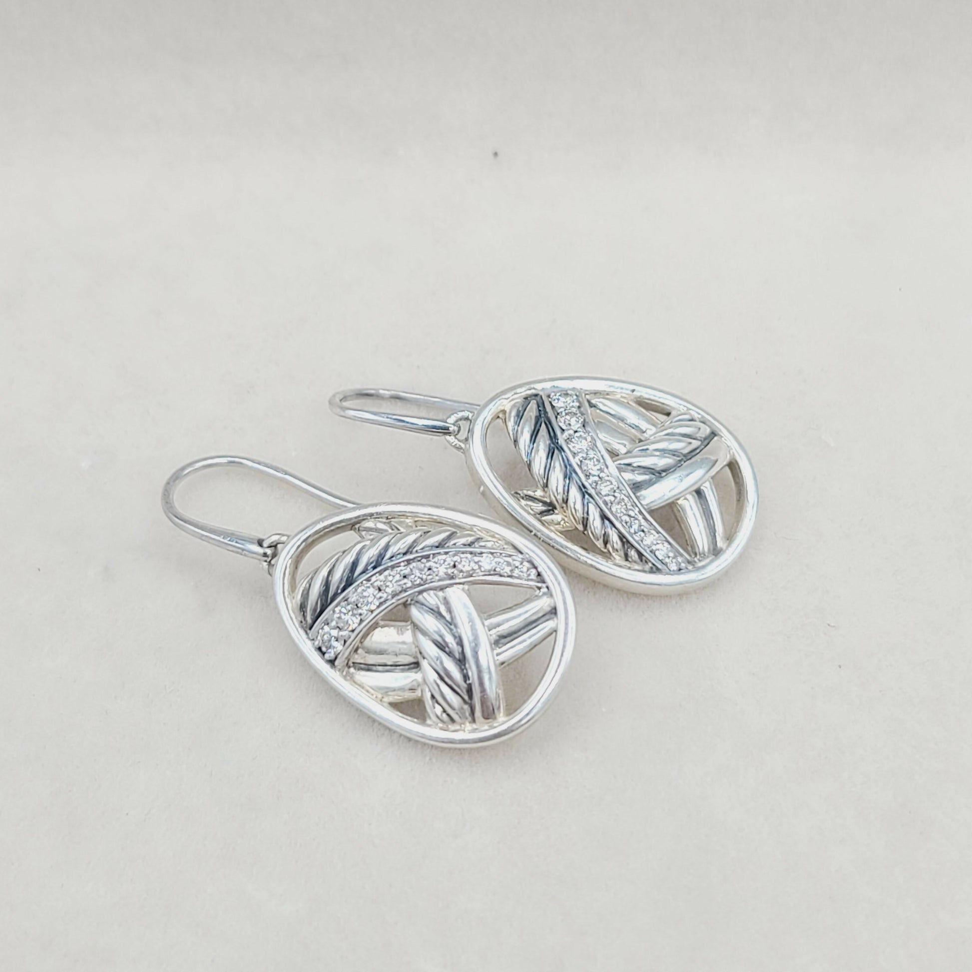    David Yurman Papyrus Crossover Drop Earrings Diamonds