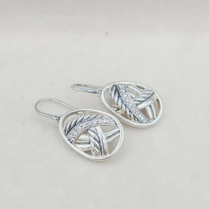    David Yurman Papyrus Crossover Drop Earrings Diamonds