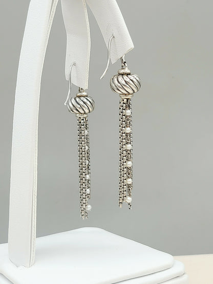    David-Yurman-Pearl Tassel-Drop-Earrings