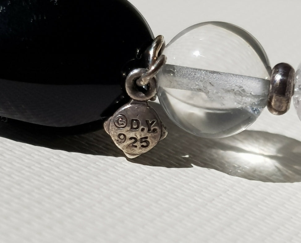    David Yurman Quatrefoil Necklace – Onyx, Crystal & Pearl