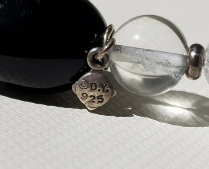    David Yurman Quatrefoil Necklace – Onyx, Crystal & Pearl