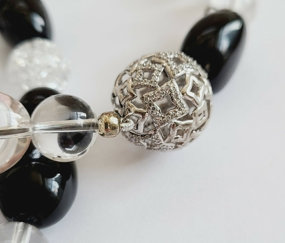    David Yurman Quatrefoil Necklace – Onyx, Crystal & Pearl