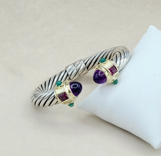    David Yurman Renaissance Bracelet 10mm Amethyst & Garnet