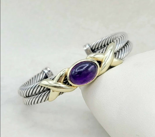    David Yurman Renaissance Bracelet – 10mm Gold & Amethyst