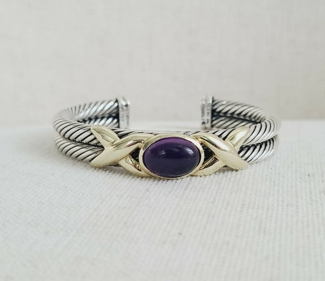    David Yurman Renaissance Bracelet – 10mm Gold & Amethyst