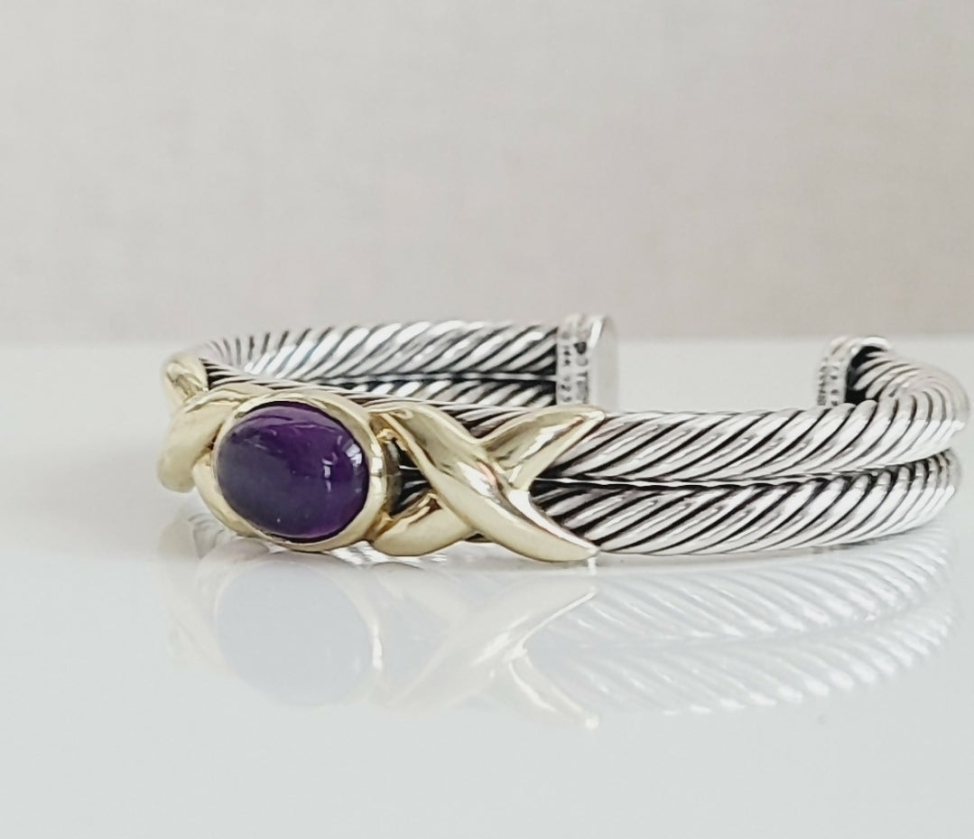    David Yurman Renaissance Bracelet – 10mm Gold & Amethyst