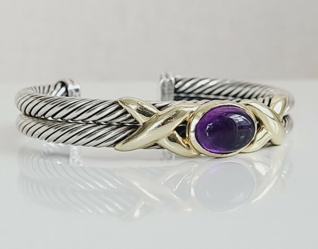    David Yurman Renaissance Bracelet – 10mm Gold & Amethyst