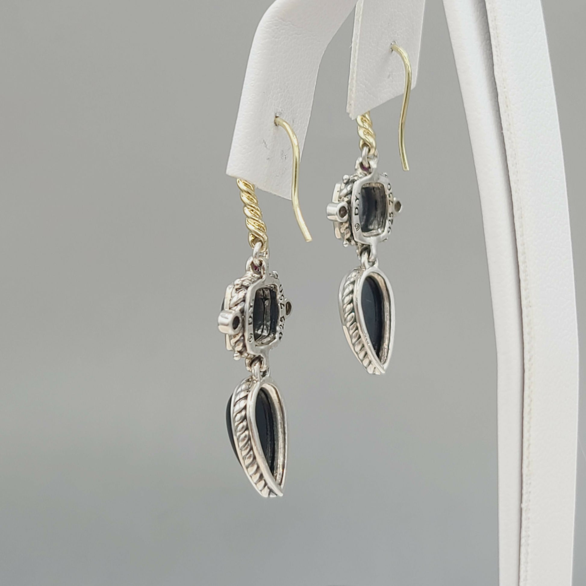    David Yurman Renaissance Drop Earrings Hematite, Onyx & Ruby