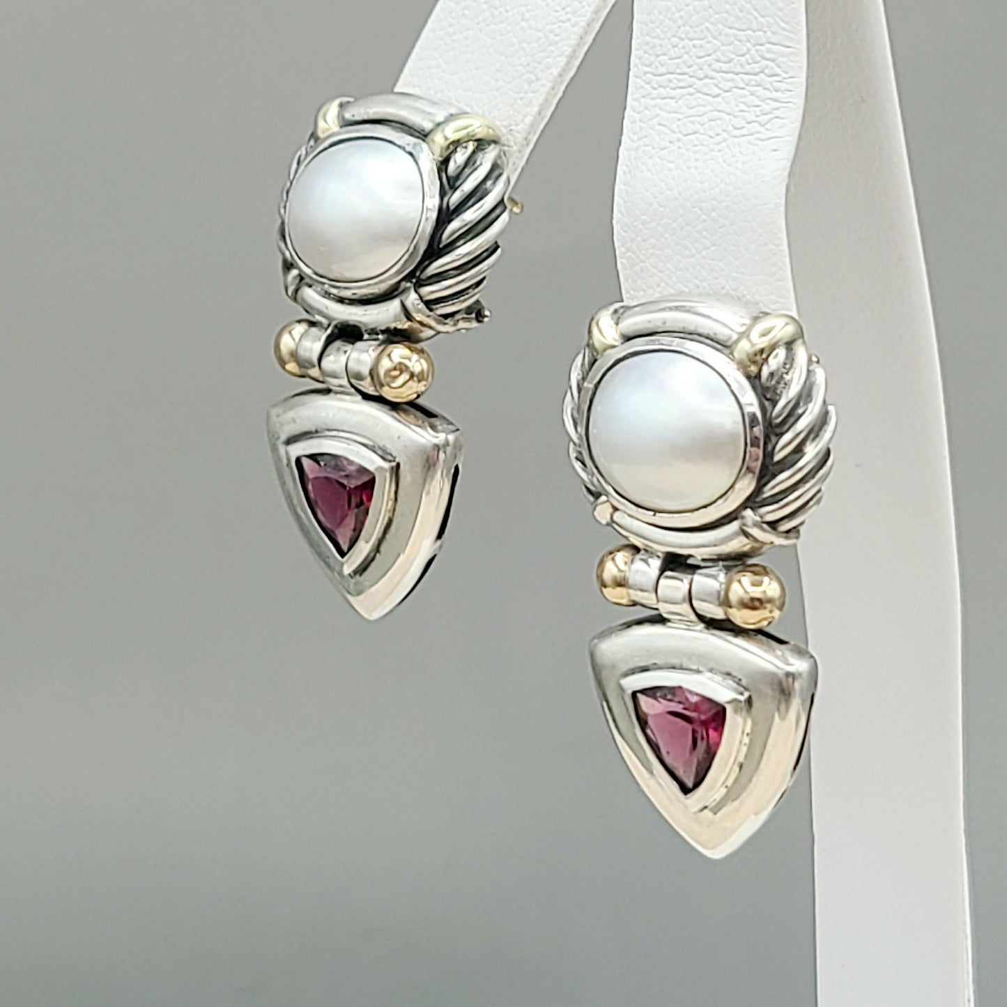    David Yurman Renaissance Drop Earrings Pearl & Garnet