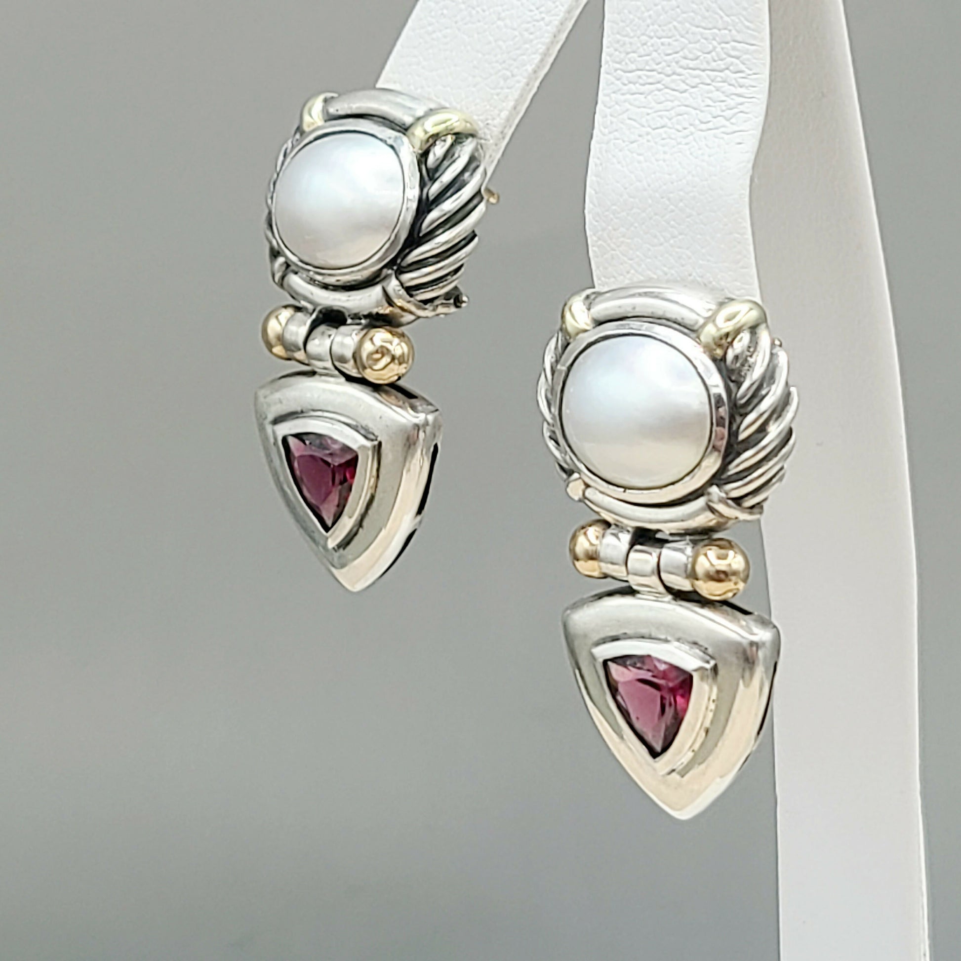    David Yurman Renaissance Drop Earrings Pearl & Garnet
