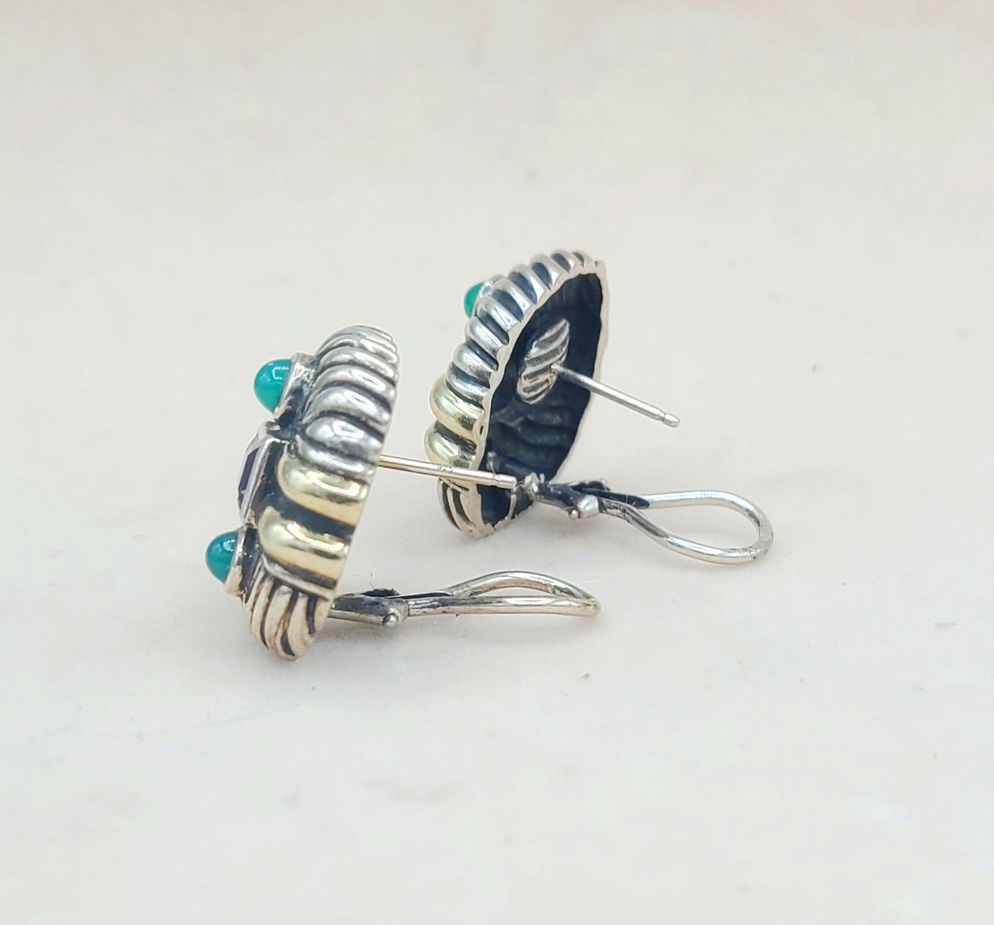    David Yurman Renaissance Earrings – Amethyst & Green Onyx