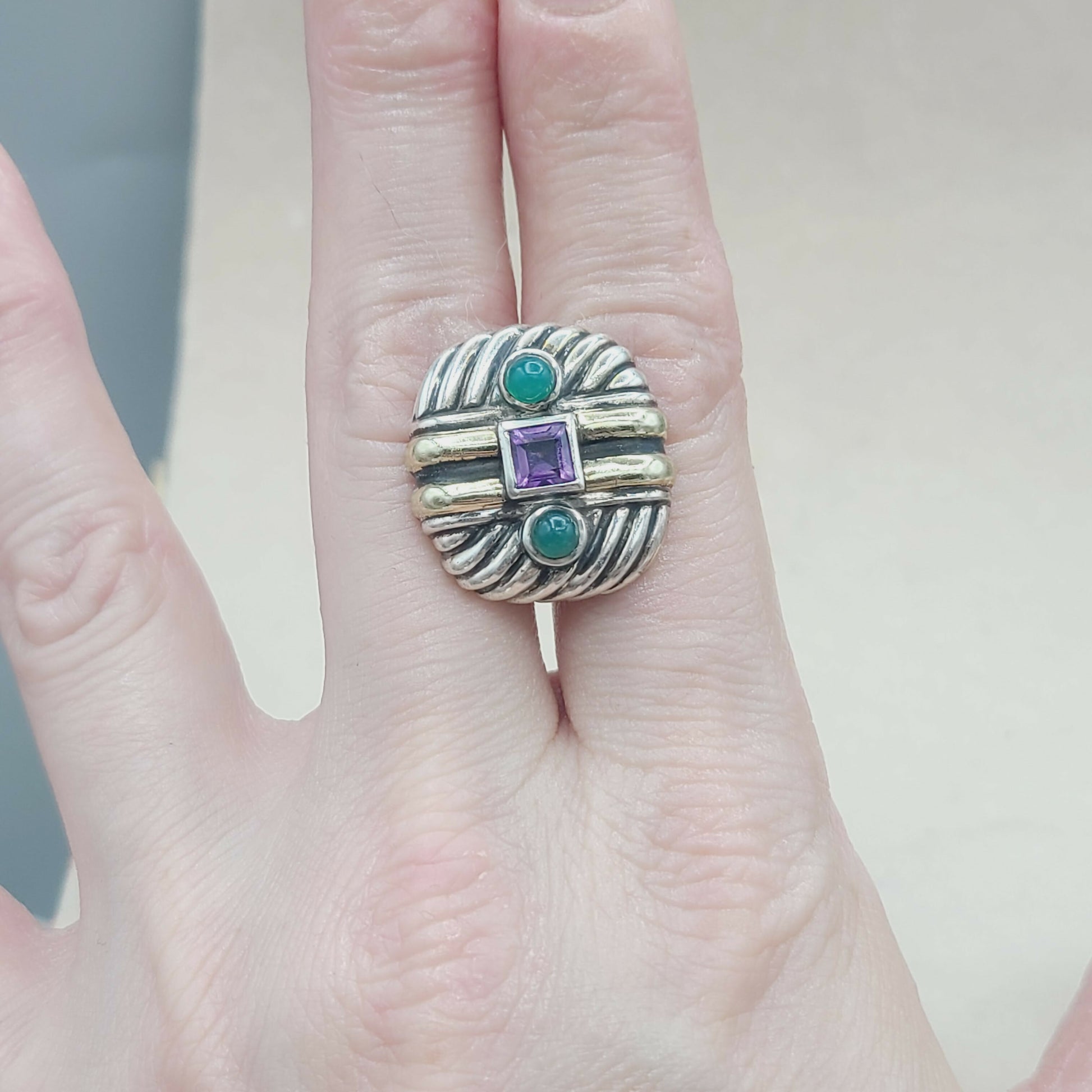    David Yurman Renaissance Earrings – Amethyst & Green Onyx