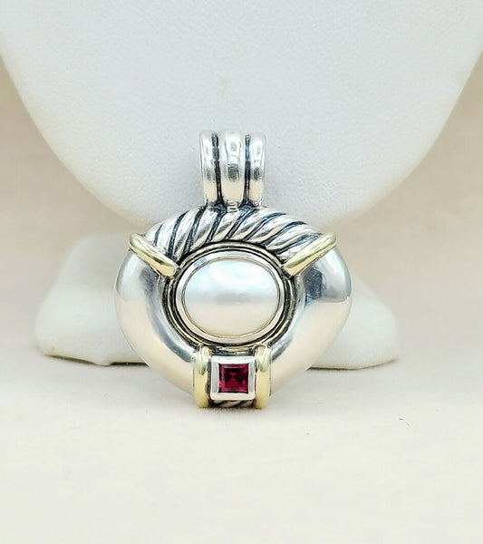    David Yurman Renaissance Pendant Large Pearl & Garnet
