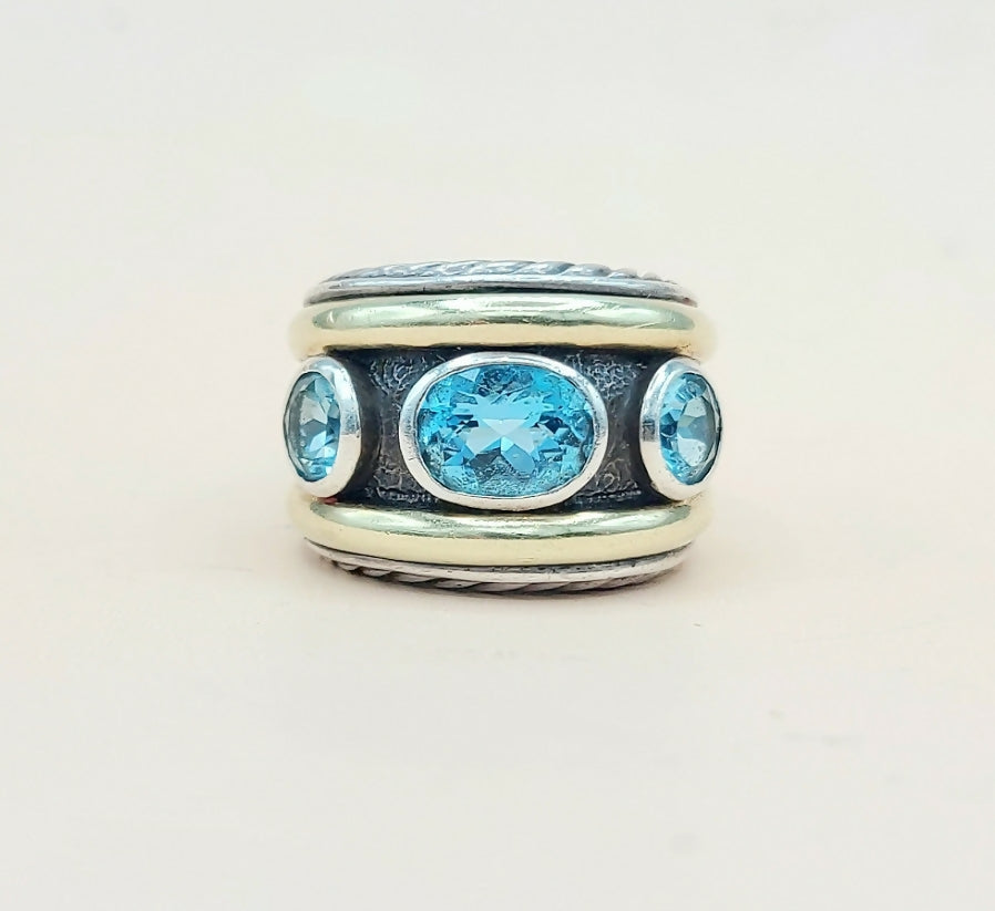    David Yurman Renaissance Ring Blue Topaz & Gold