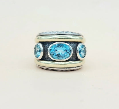    David Yurman Renaissance Ring Blue Topaz & Gold