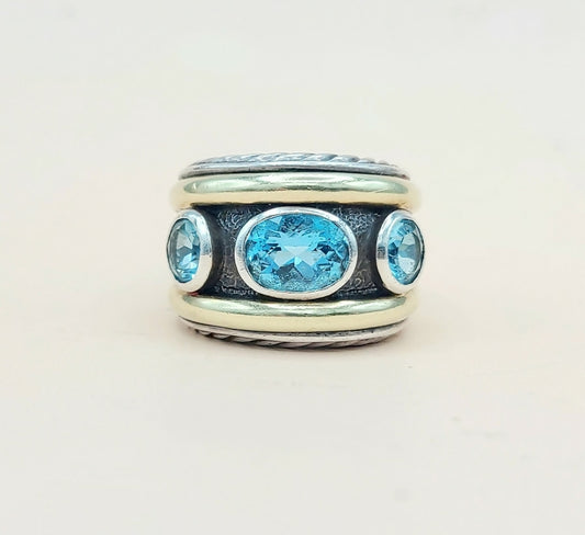    David Yurman Renaissance Ring Blue Topaz & Gold