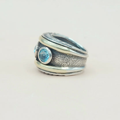    David Yurman Renaissance Ring Blue Topaz & Gold
