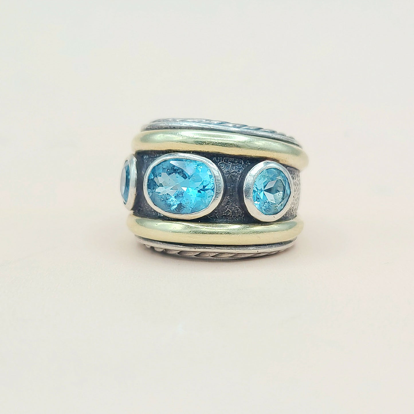    David Yurman Renaissance Ring Blue Topaz & Gold