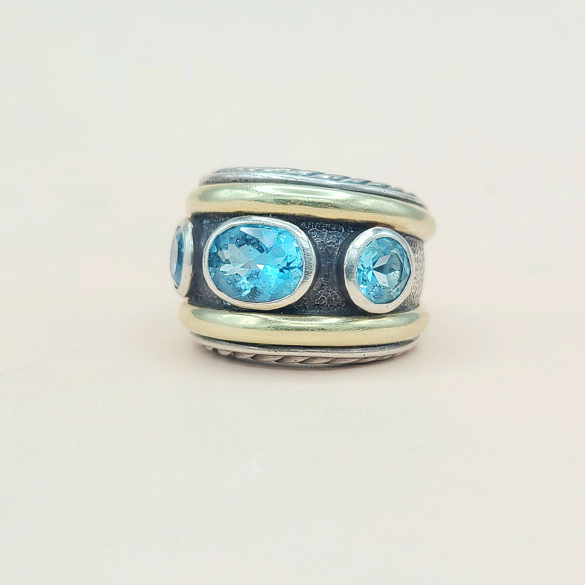    David Yurman Renaissance Ring Blue Topaz & Gold