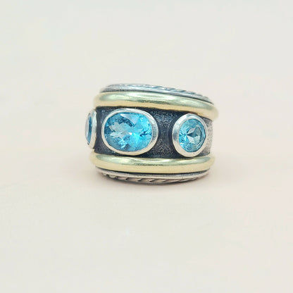    David Yurman Renaissance Ring Blue Topaz & Gold