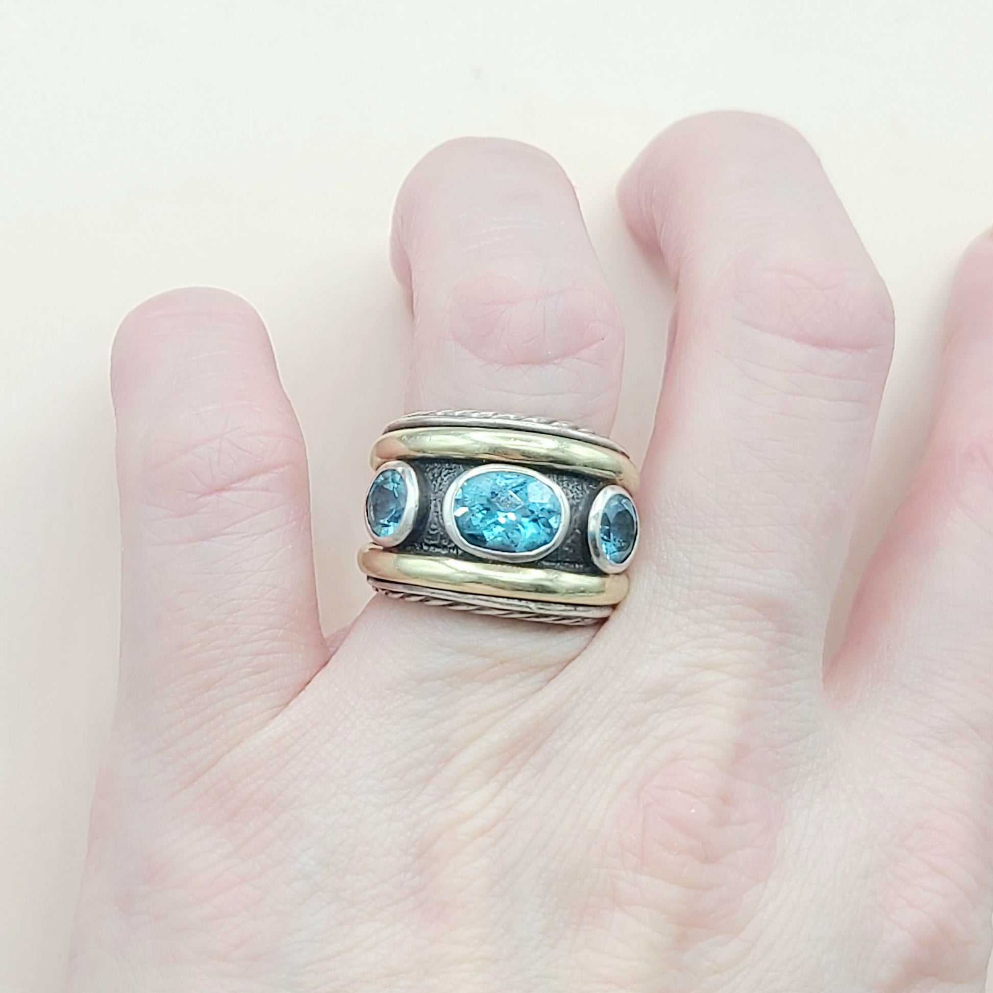    David Yurman Renaissance Ring Blue Topaz & Gold
