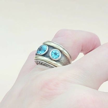    David Yurman Renaissance Ring Blue Topaz & Gold