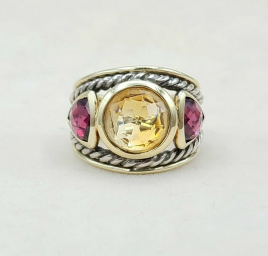    David Yurman Renaissance Ring – Citrine, Garnet & Gold