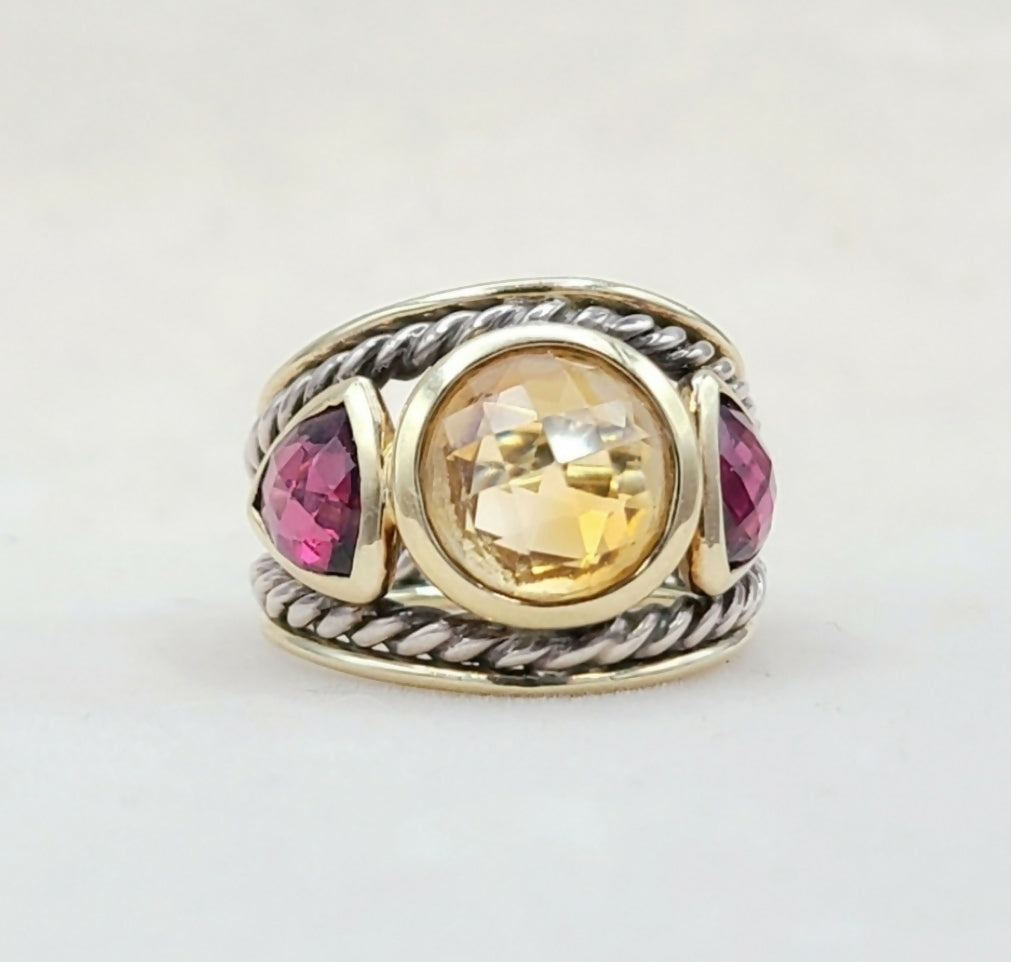    David Yurman Renaissance Ring – Citrine, Garnet & Gold