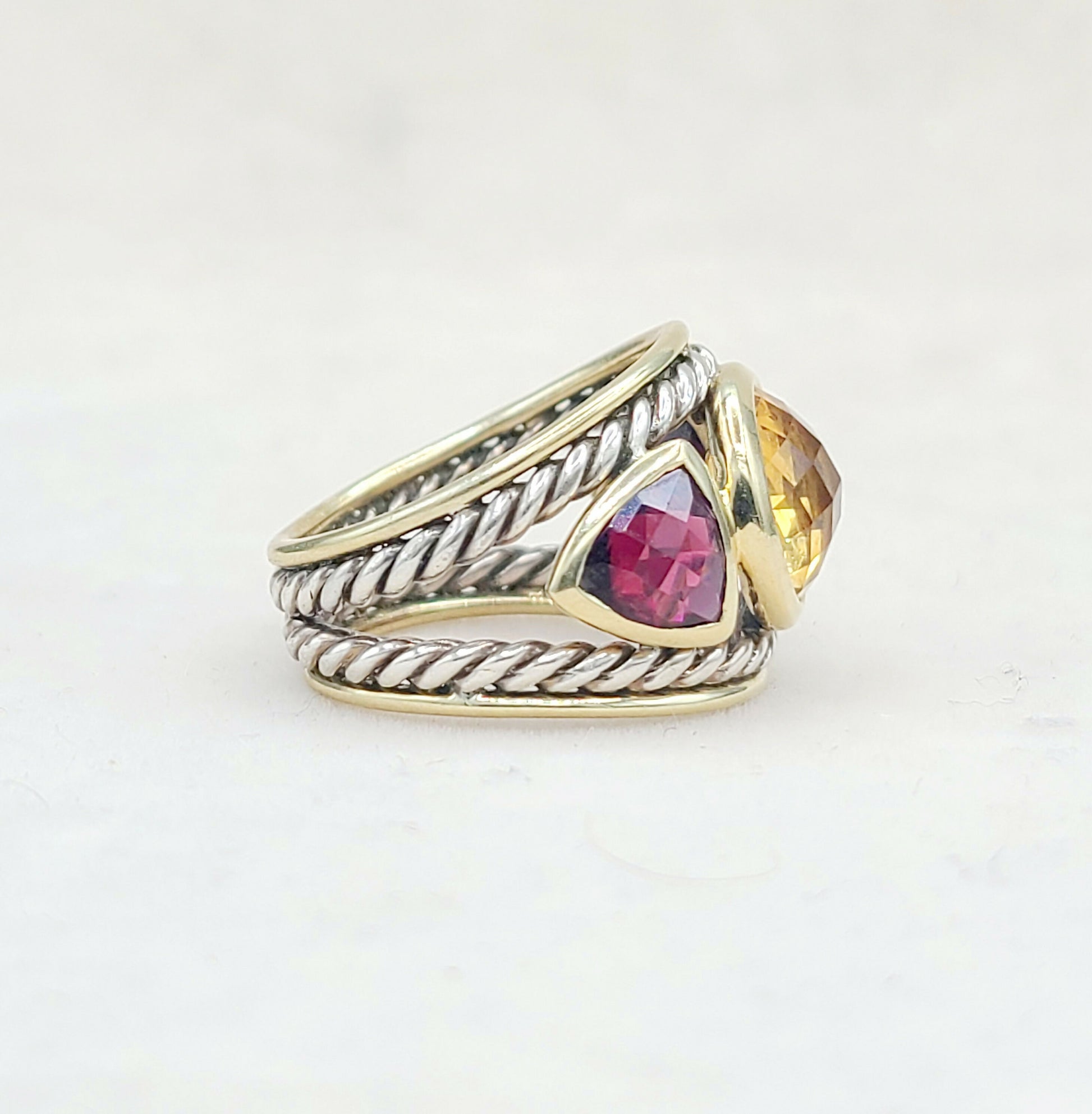    David Yurman Renaissance Ring – Citrine, Garnet & Gold