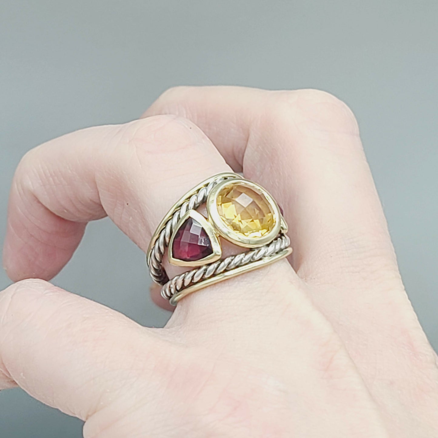    David Yurman Renaissance Ring – Citrine, Garnet & Gold