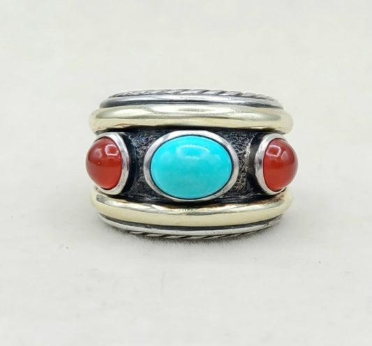    David Yurman Renaissance Ring Turquoise & Carnelian