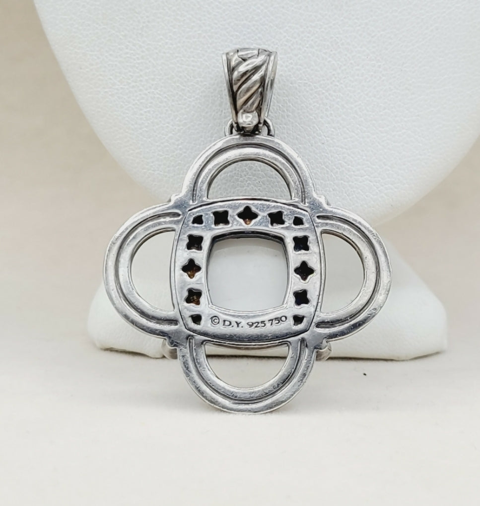   David Yurman Renaissance White Agate Diamond & Gold Pendant