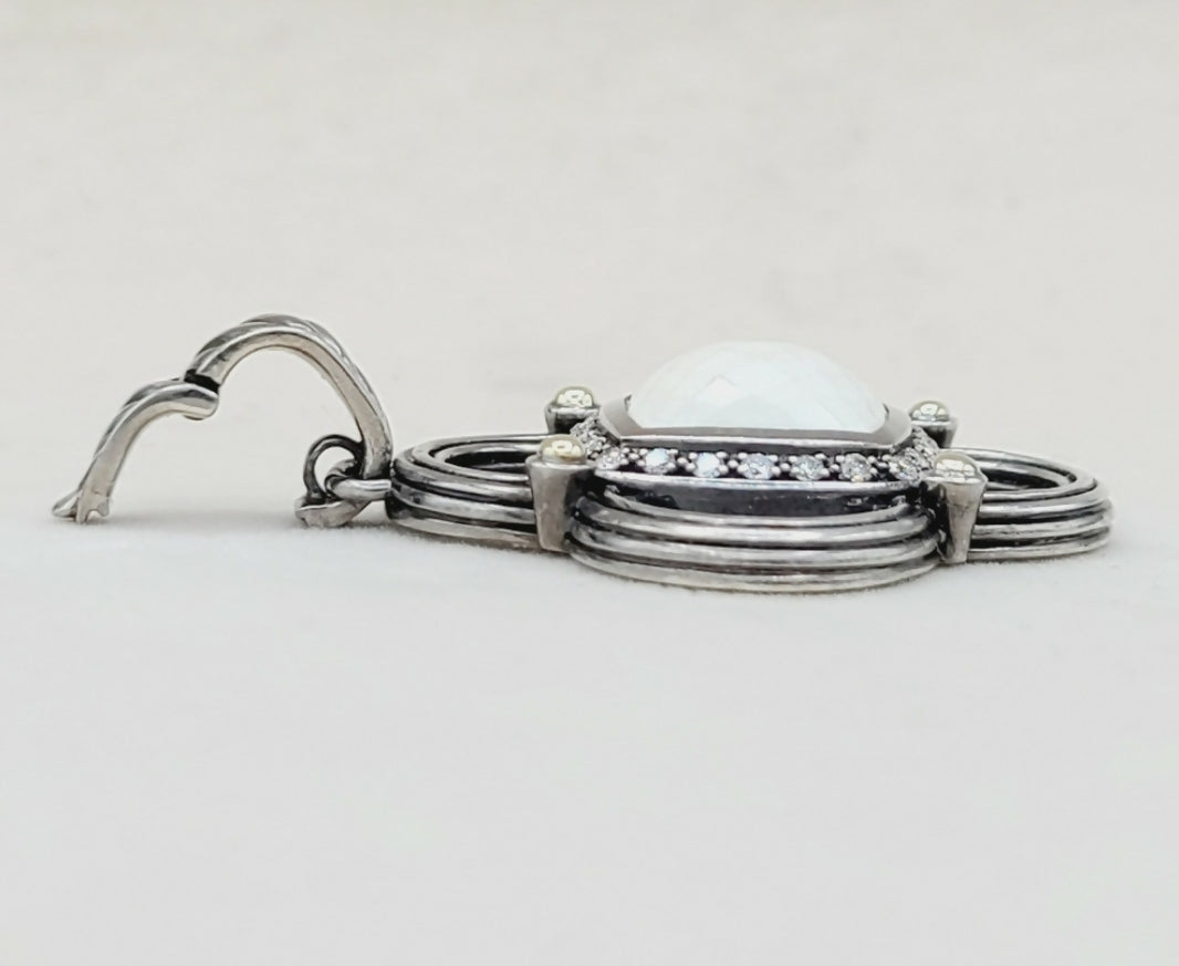    David Yurman Renaissance White Agate Diamond & Gold Pendant