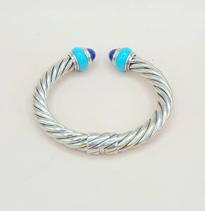    David Yurman Rondelle Cable Bracelet Lapis & Turquoise