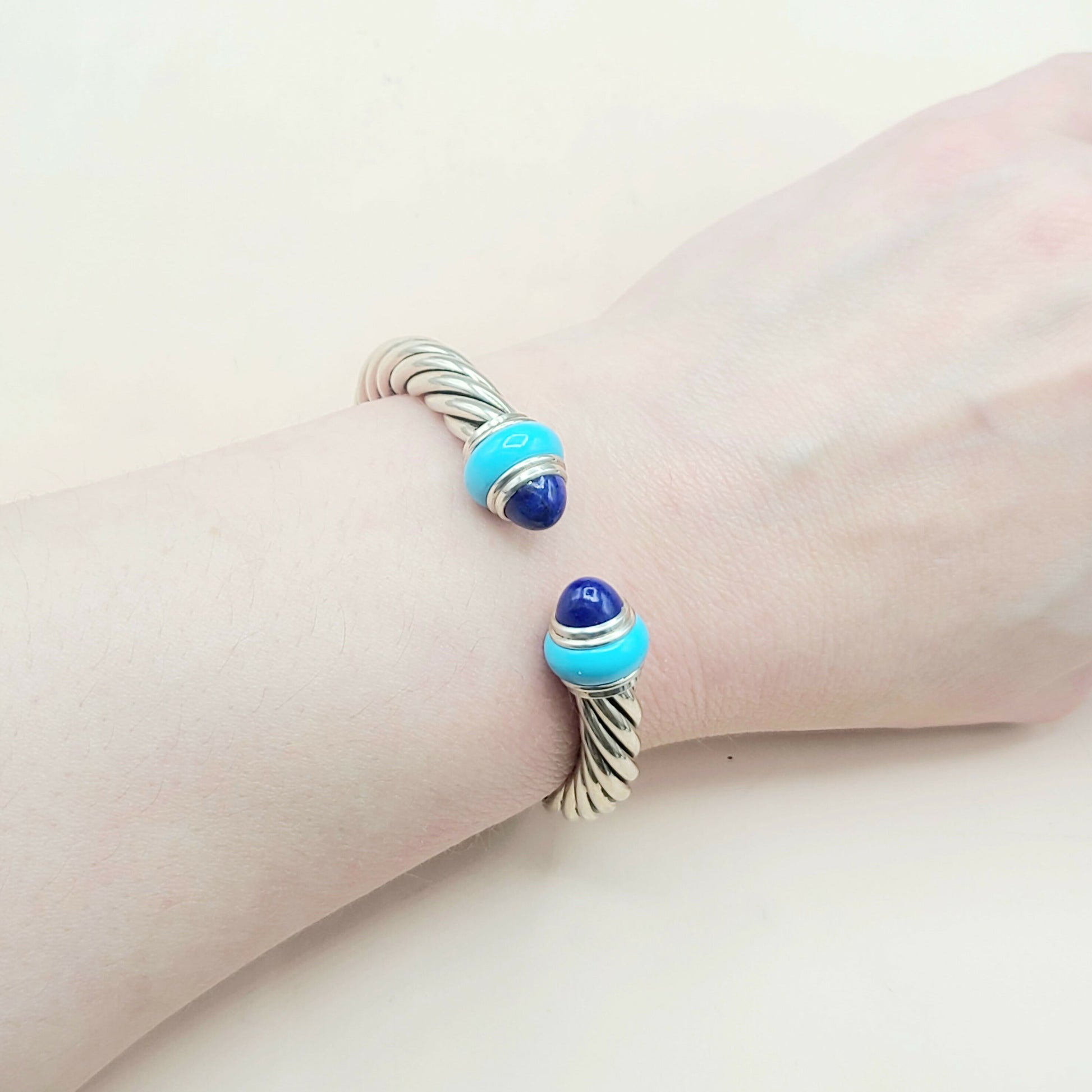    David Yurman Rondelle Cable Bracelet Lapis & Turquoise